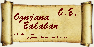 Ognjana Balaban vizit kartica